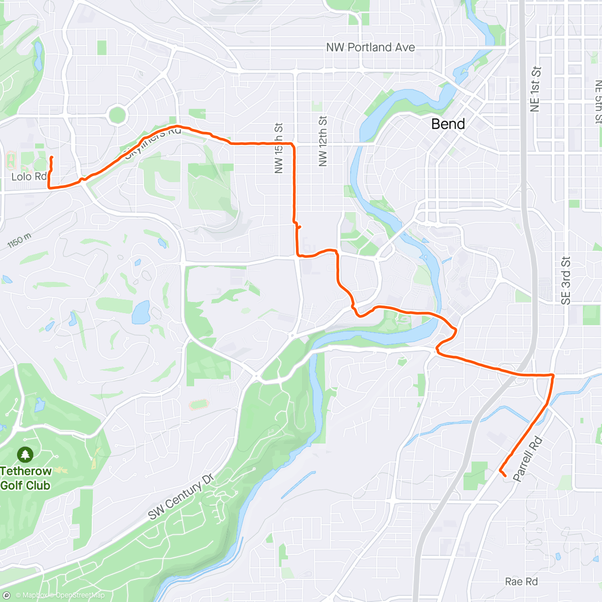 Map of the activity, Across Town - Bend, Oregon ⛅