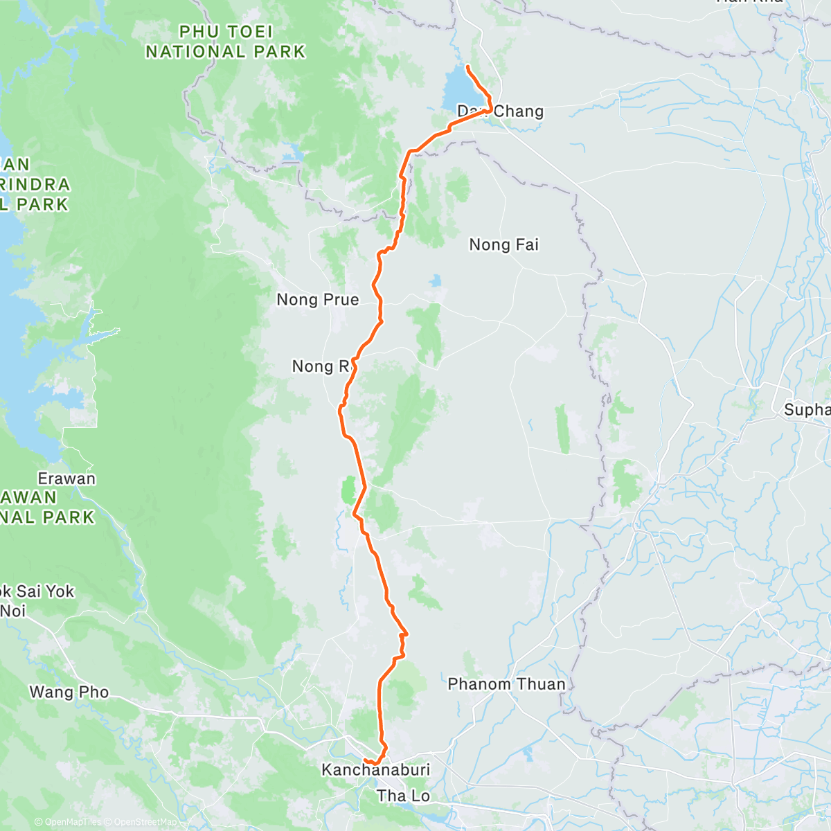 Map of the activity, Day 35: Krasio Dam camp - Kanchanaburi ด่านช้าง ☀️