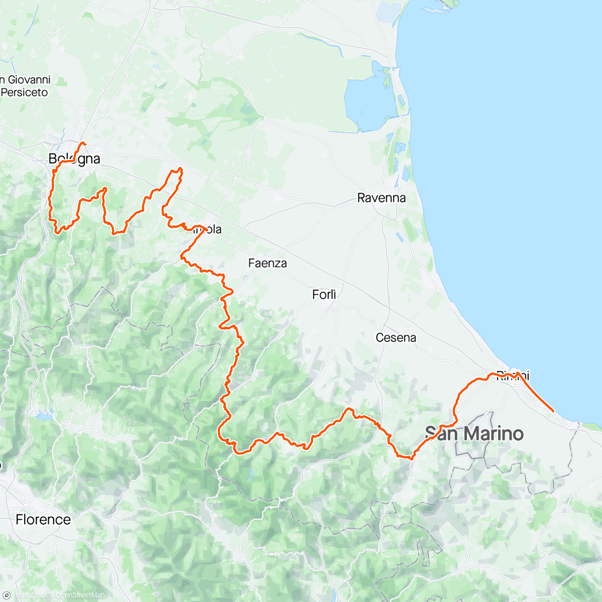 Mapa da atividade, ERBT “A BALUUS” Emilia Romagna Bike Trail