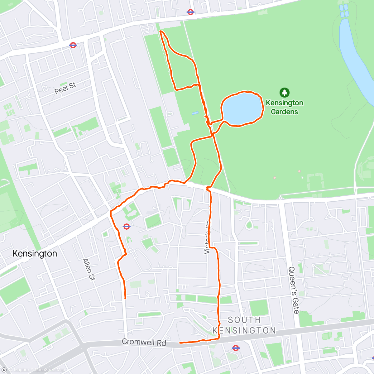 Map of the activity, Solo evening in London - first run/walk in too long.