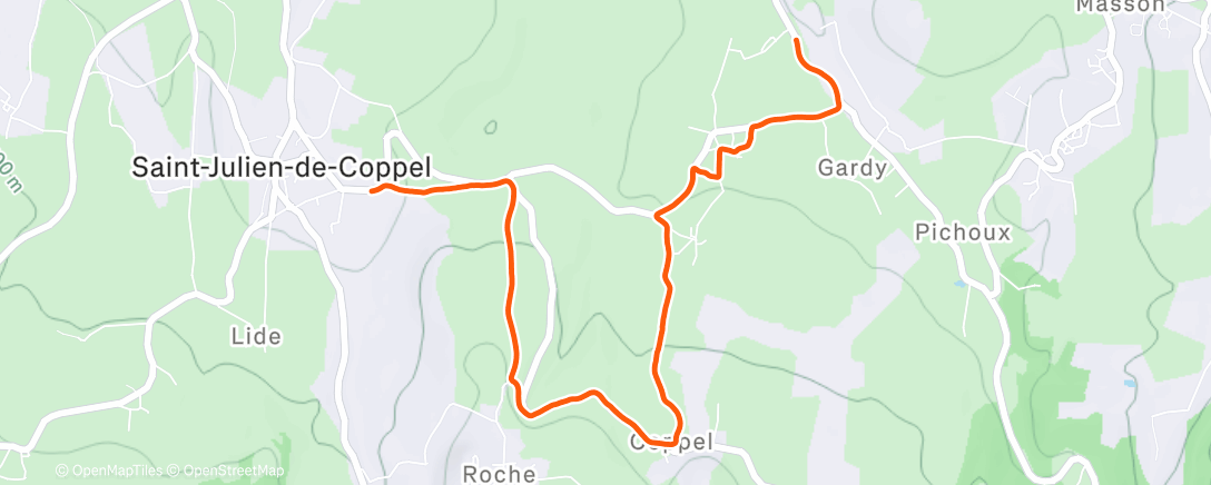 Map of the activity, Course à pied en soirée