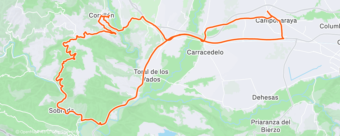 Map of the activity, Bicicleta por la tarde
