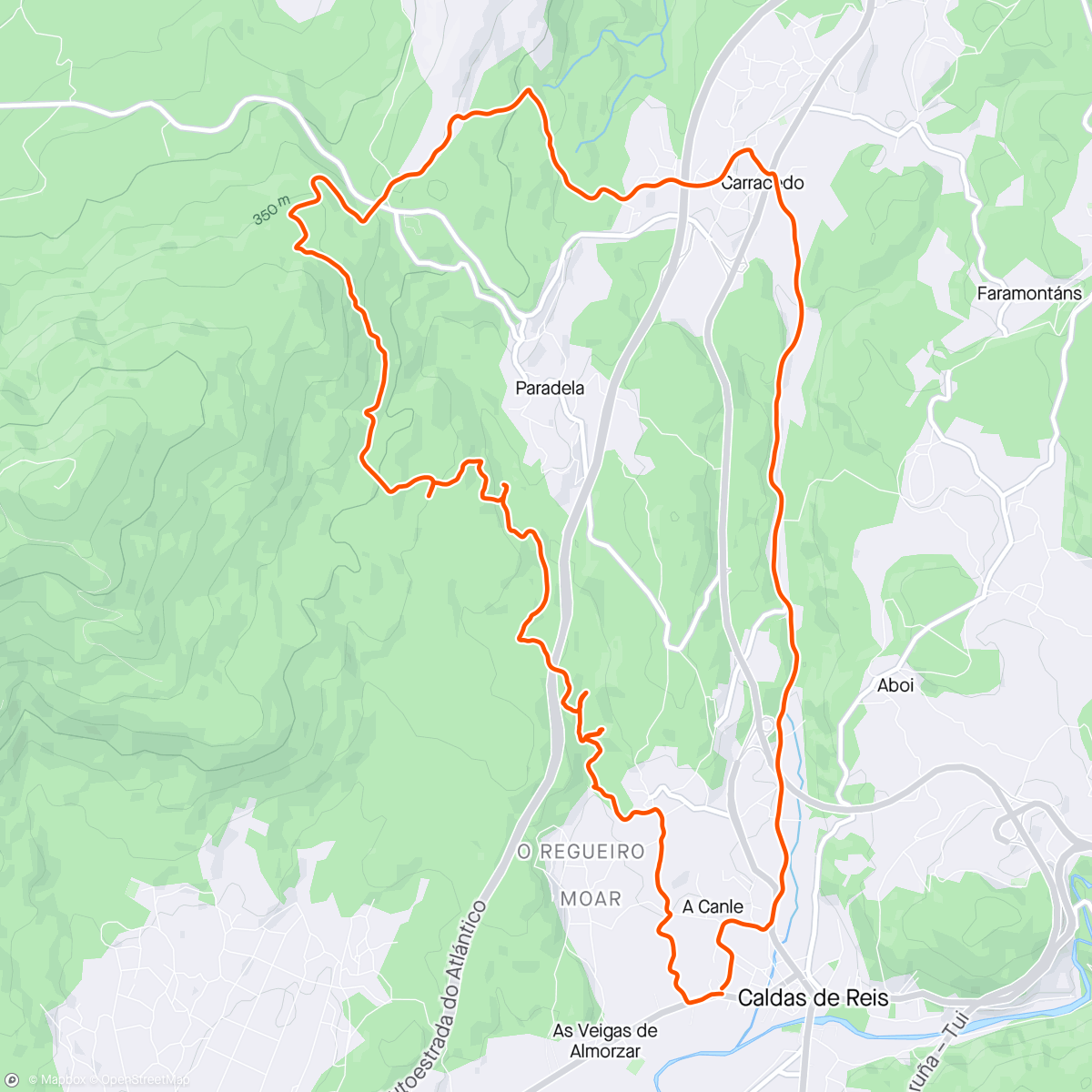 Map of the activity, Trail Caldas de Reis en BTT hasta donde  se pudo (valla senderos  chulos), el resto ivestigando!!! #somoscelenis