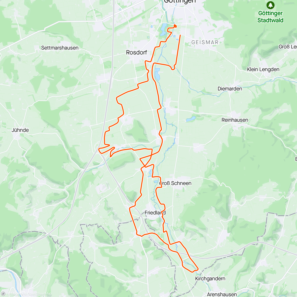 Map of the activity, Gö Feldweg Het Volk 50km – February 1 2024
