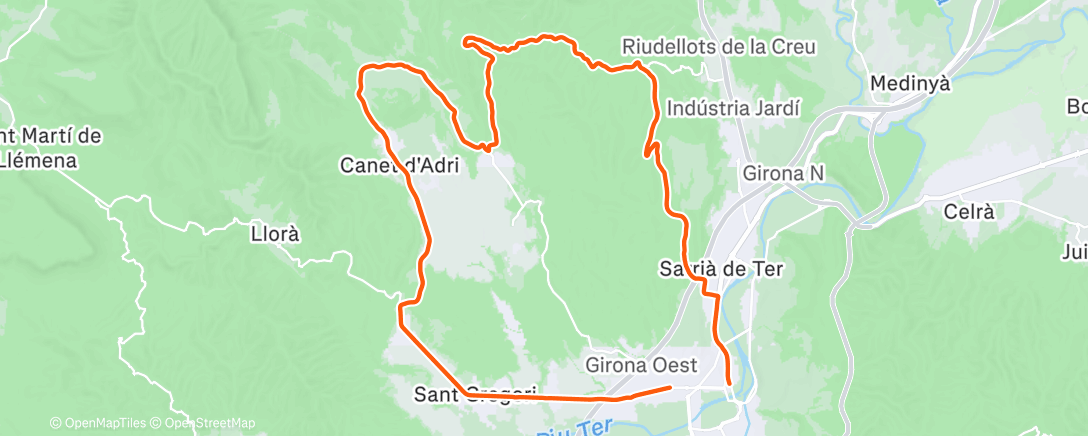 Map of the activity, Cycling