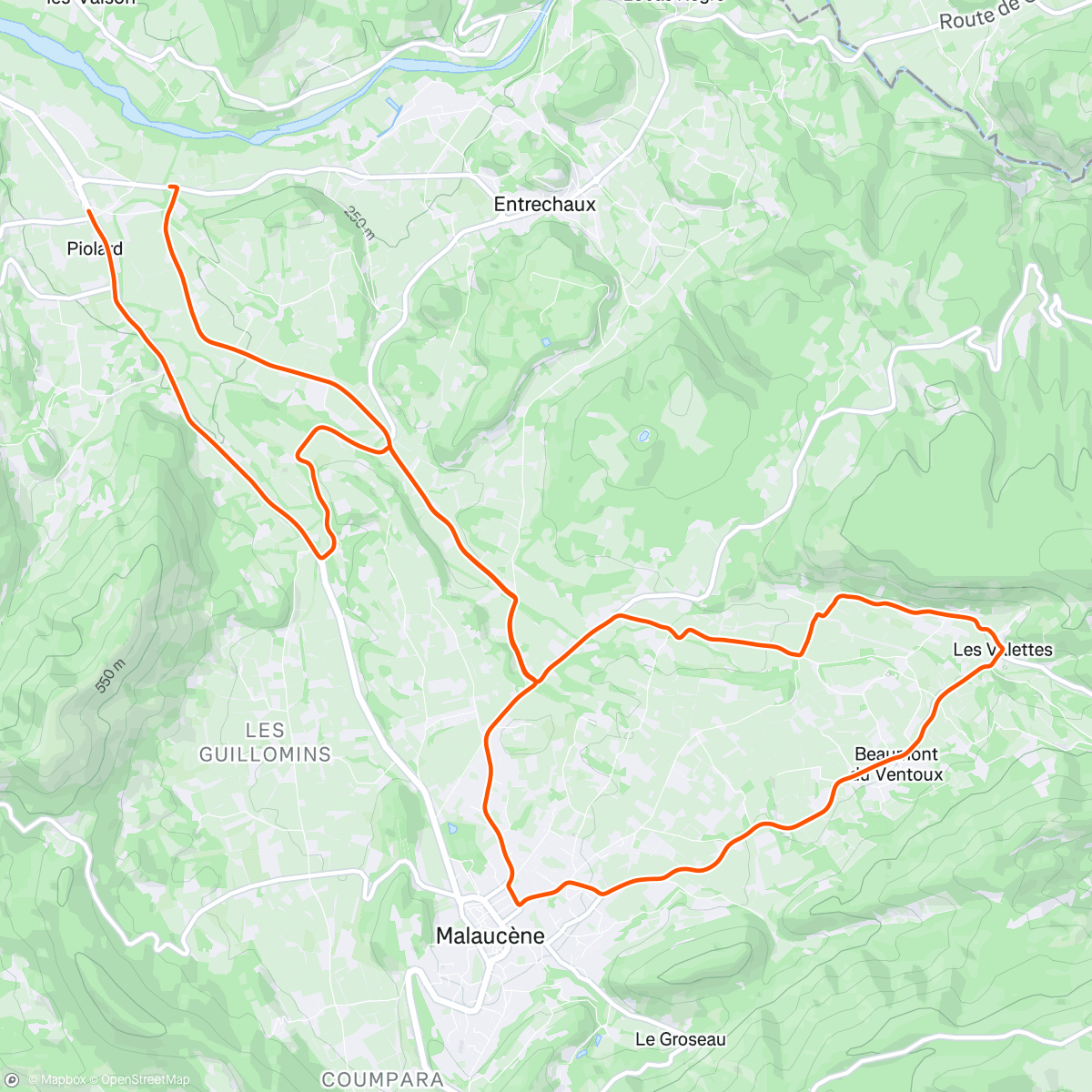 Map of the activity, Piepklein rondje, Les Valettes