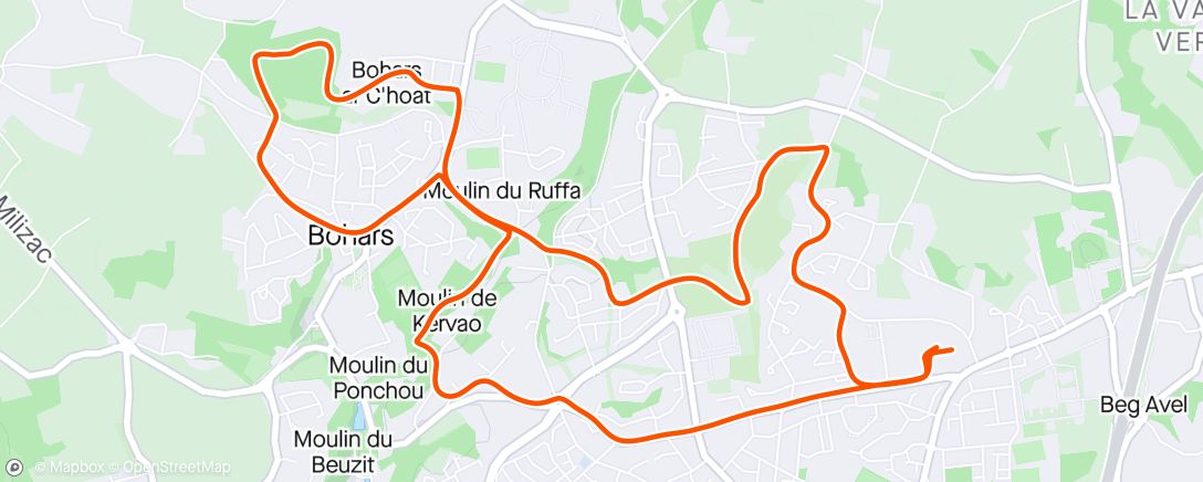 Map of the activity, Course à pied avec yo le midi 😎