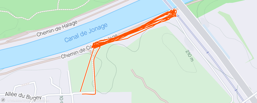 Map of the activity, 7 x (2x 350m / r1’45 + 10 pompes)