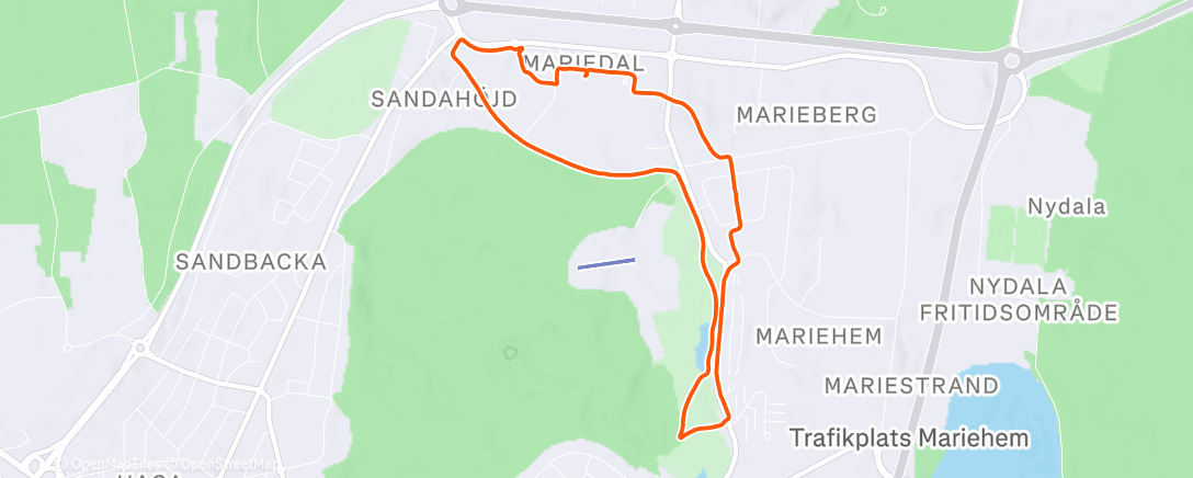 Map of the activity, Afternoon Run