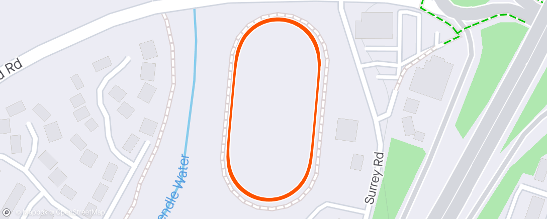 Map of the activity, 20x 200s (100m jog)
