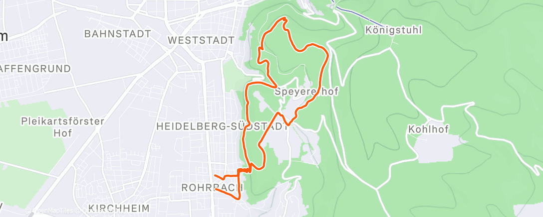 Map of the activity, Tuesday Morning Run