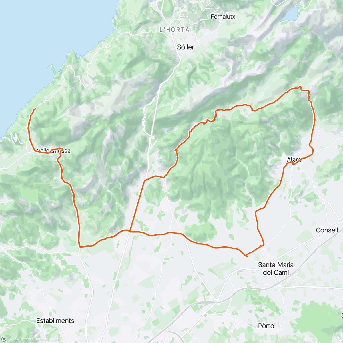 Mappa dell'attività Coll de Orient and Coll de Honor