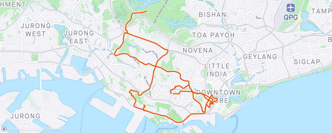 Map of the activity, Morning Ride_Redhill Stn_Lau Pa Sat_Holland_Clementi_Rifle Range_Pepys_Blue Balls Cafe_ Great Nanyang Heritage Cafe 大南洋_Killiney Boat Quay_home
