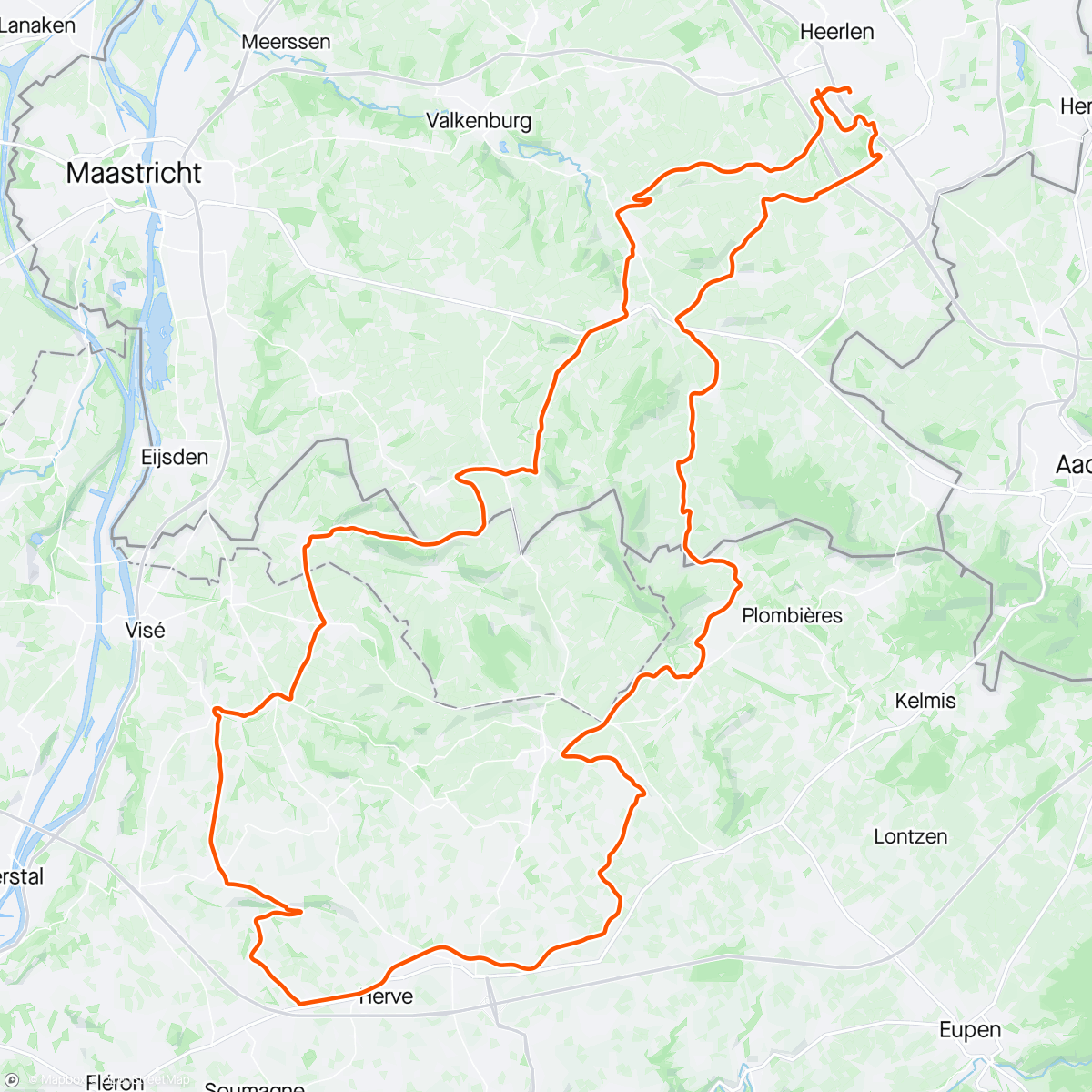 Map of the activity, Heerlen-Herve-Heerlen. Swett Cycles favoriet 👌🏽