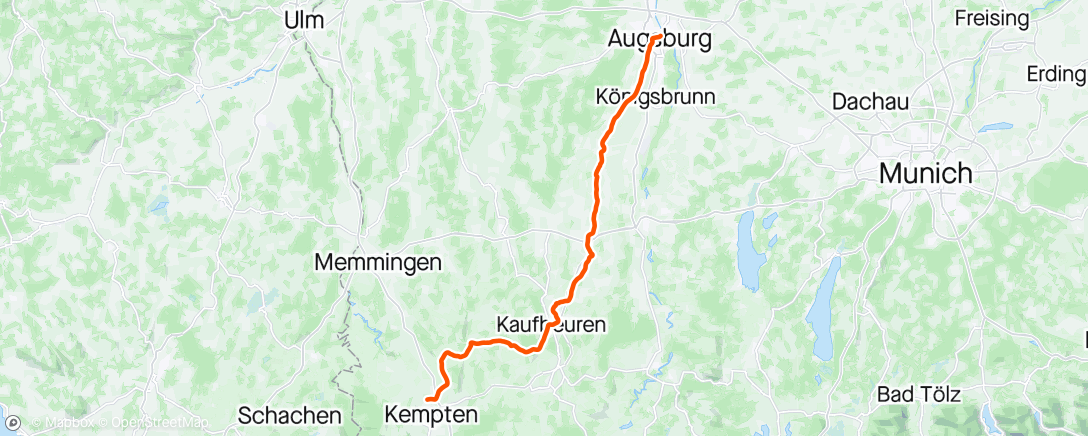 Map of the activity, Kempten - Augsburg