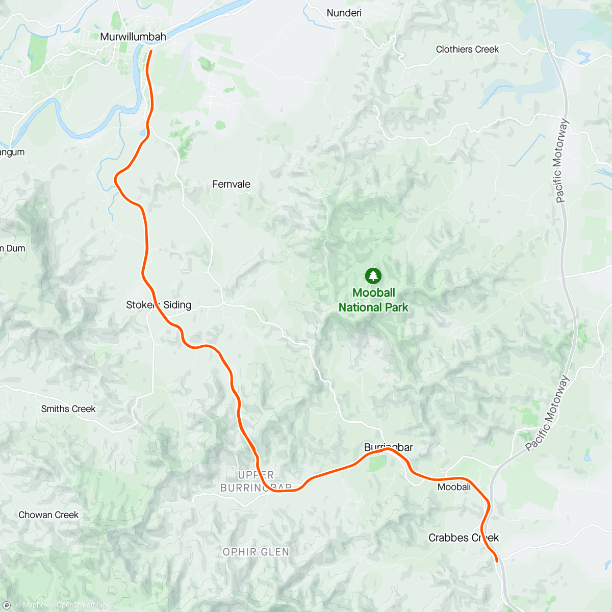 Kaart van de activiteit “Northern Rivers Rail Trail”