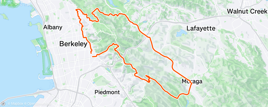 Map of the activity, Big Moraga Loop SoBo— 29 mi, 2500’