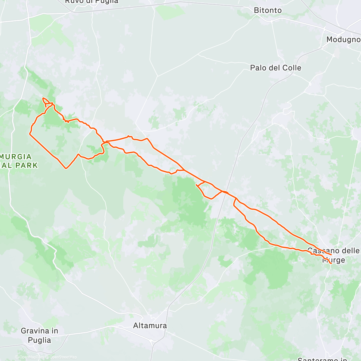 Map of the activity, Pedalata mattutina
