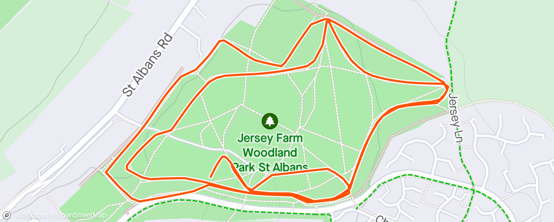 Map of the activity, Jersey Farm parkrun