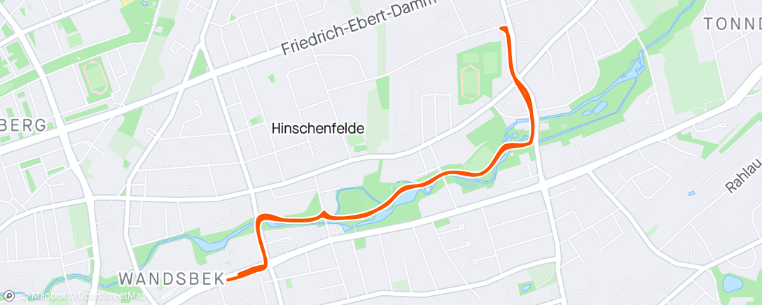 Karte der Aktivität „Letzter Lauf vor dem Marathon”