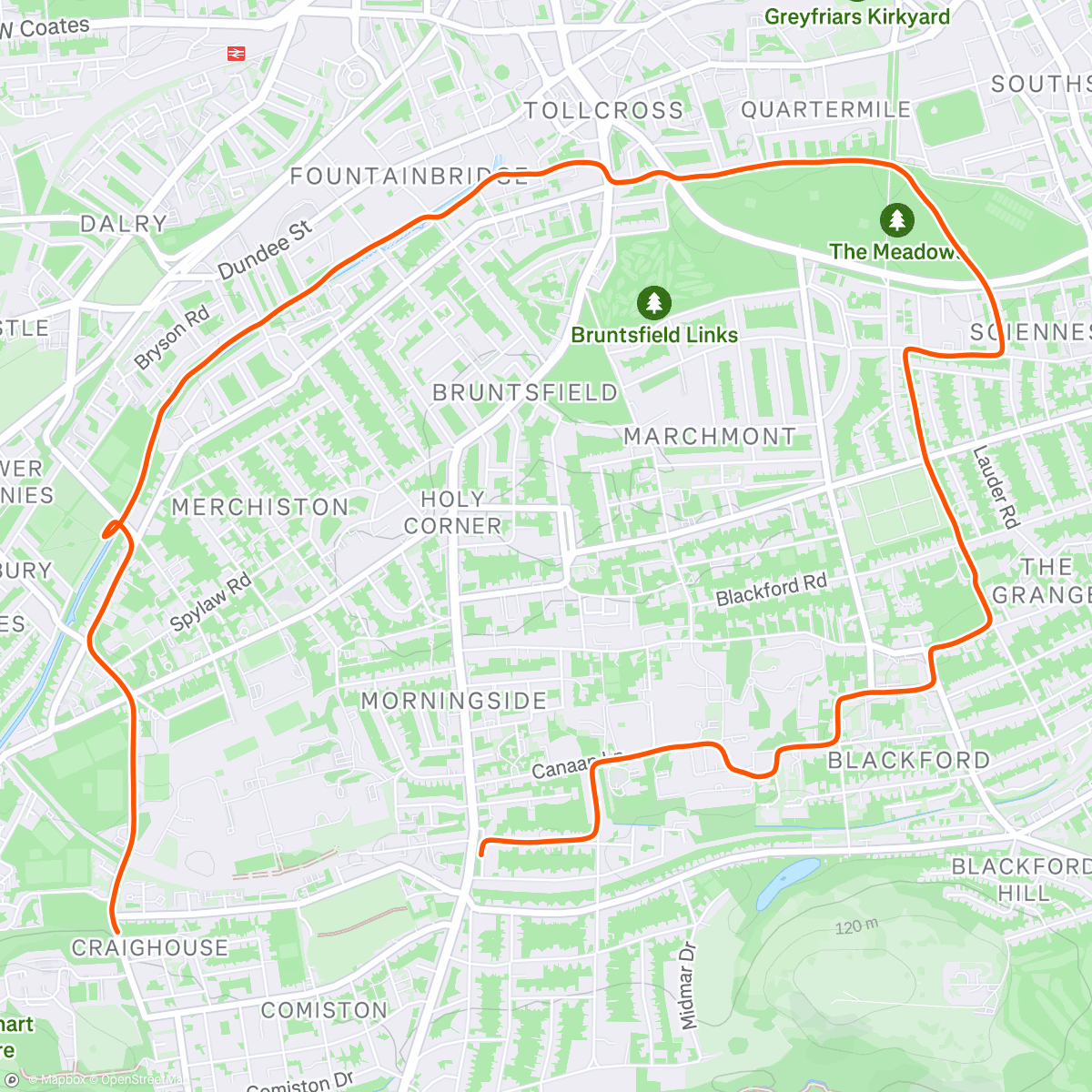 Map of the activity, Afternoon Run
