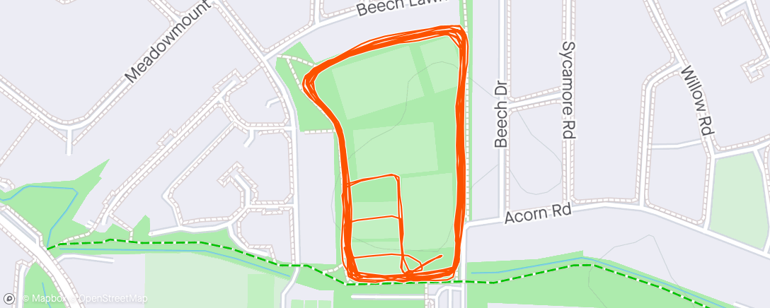 Map of the activity, 6x800 off 2 mins