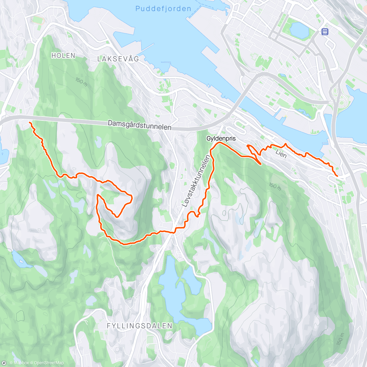 Map of the activity, Damsgårdsfjellet