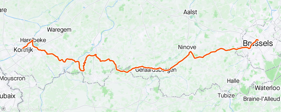 Map of the activity, Flandern rundt ruta Kortrijk til Brussel