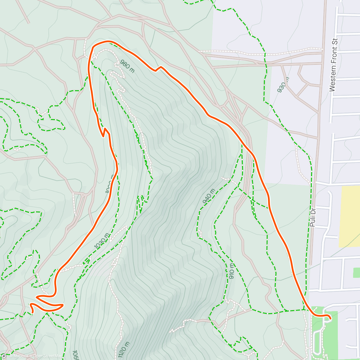 Map of the activity, Forgot to start Strava on the climb.