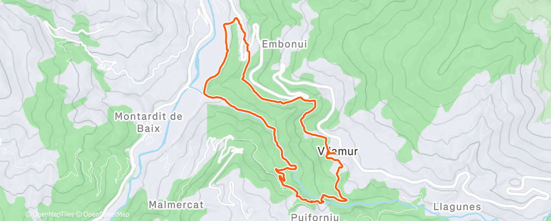 Map of the activity, Carrera de montaña a la hora del almuerzo