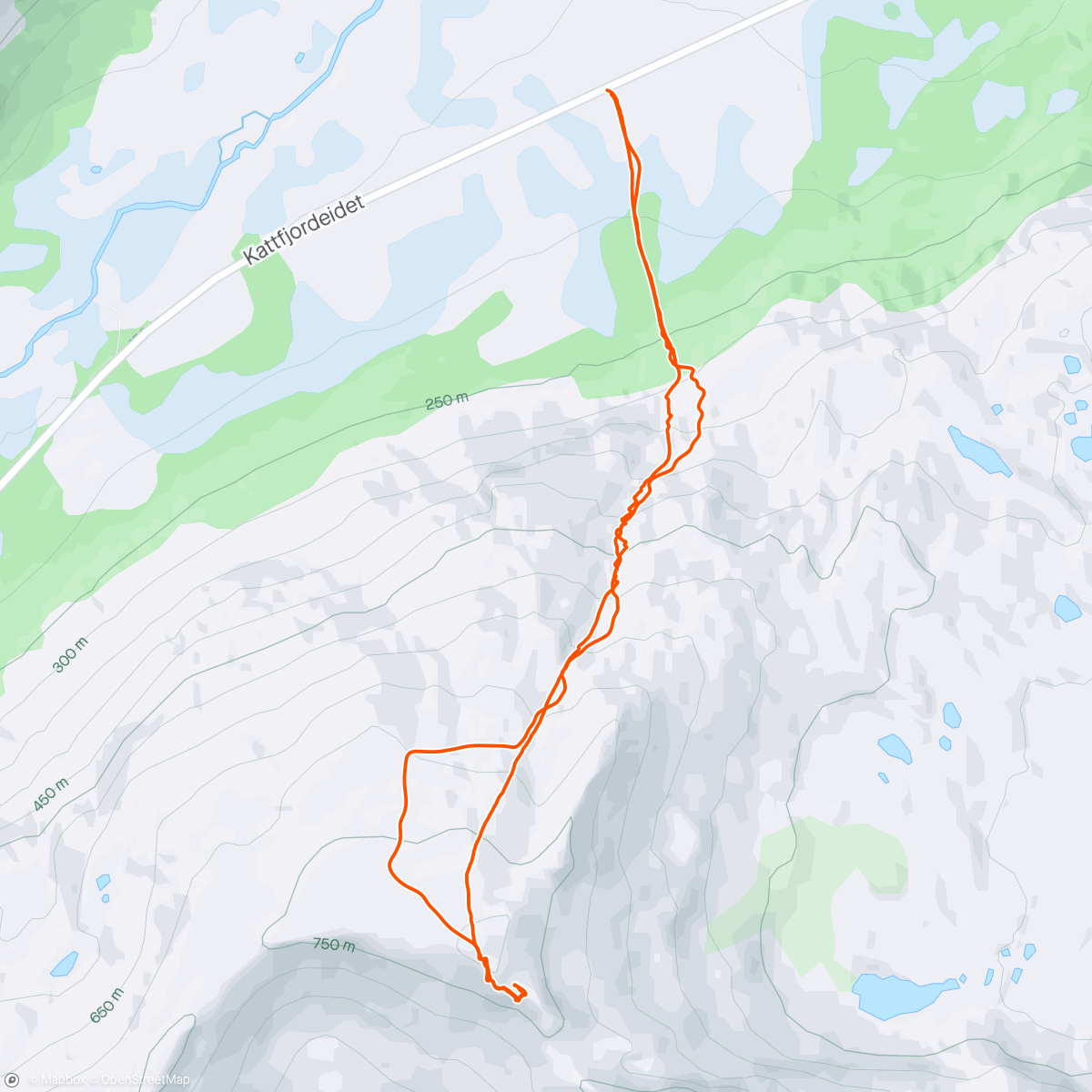 Map of the activity, Steinskarstinden 817 and walk up to little sharkfin top 🦈🏔️