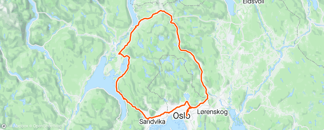 Mapa da atividade, Nordmarka rundt med Rye 15