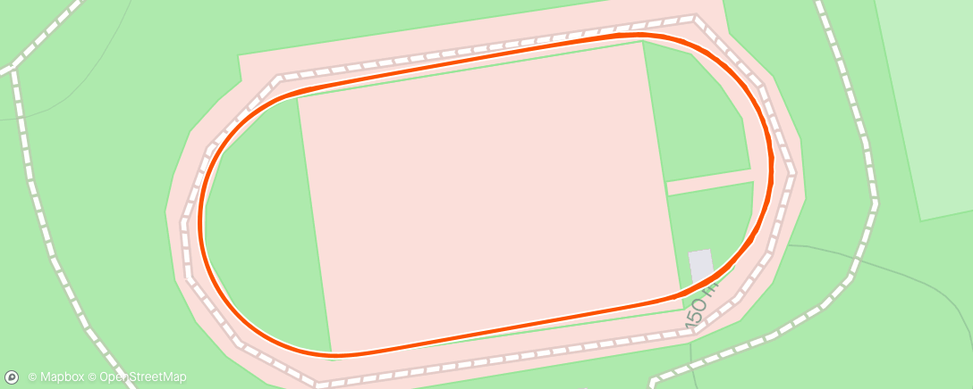 Map of the activity, 10 x 200 strides (200 jog rec)
