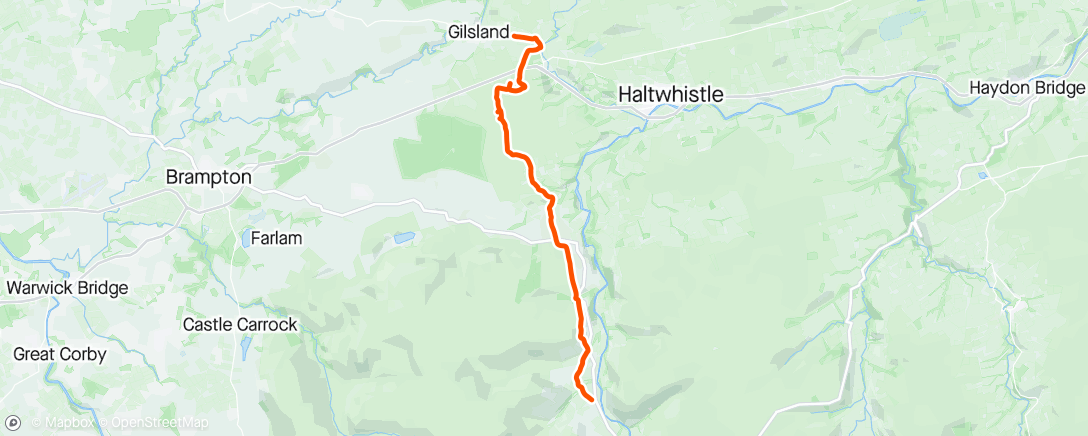 Mapa de la actividad, Slaggyford to Greenhead walk