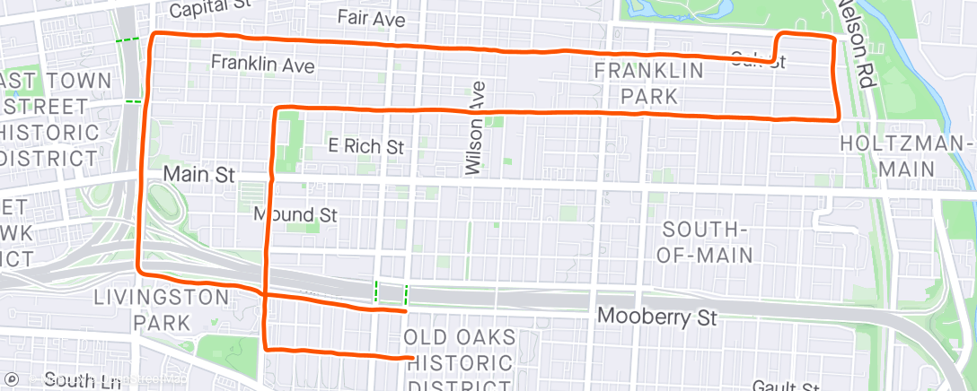 Map of the activity, East side easy ride