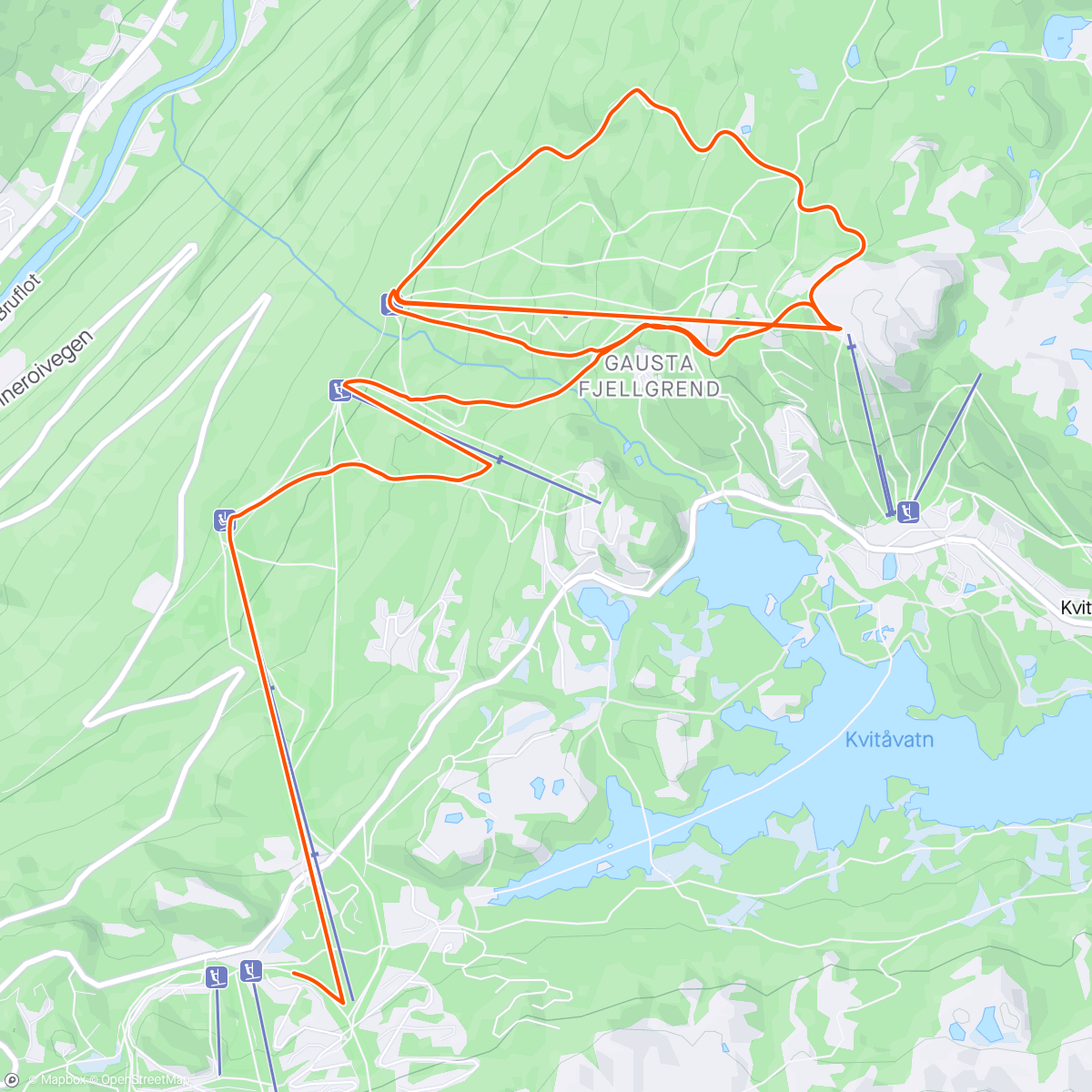 Map of the activity, Påske-Snowboard, Gaustablikk m ungdommen-11 runs