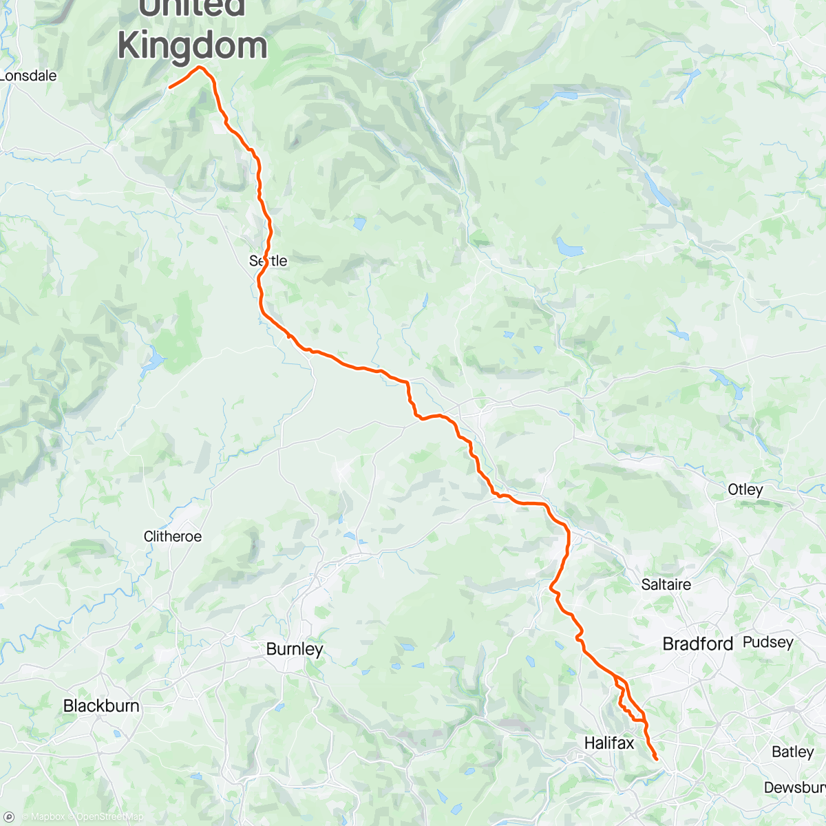 Map of the activity, Cheering on club mates at the Pennine Barrier Ultra - Solo and Wet but awesome fun👌