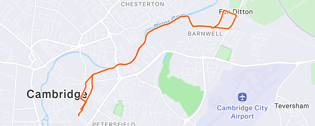 Map of the activity, Afternoon Run