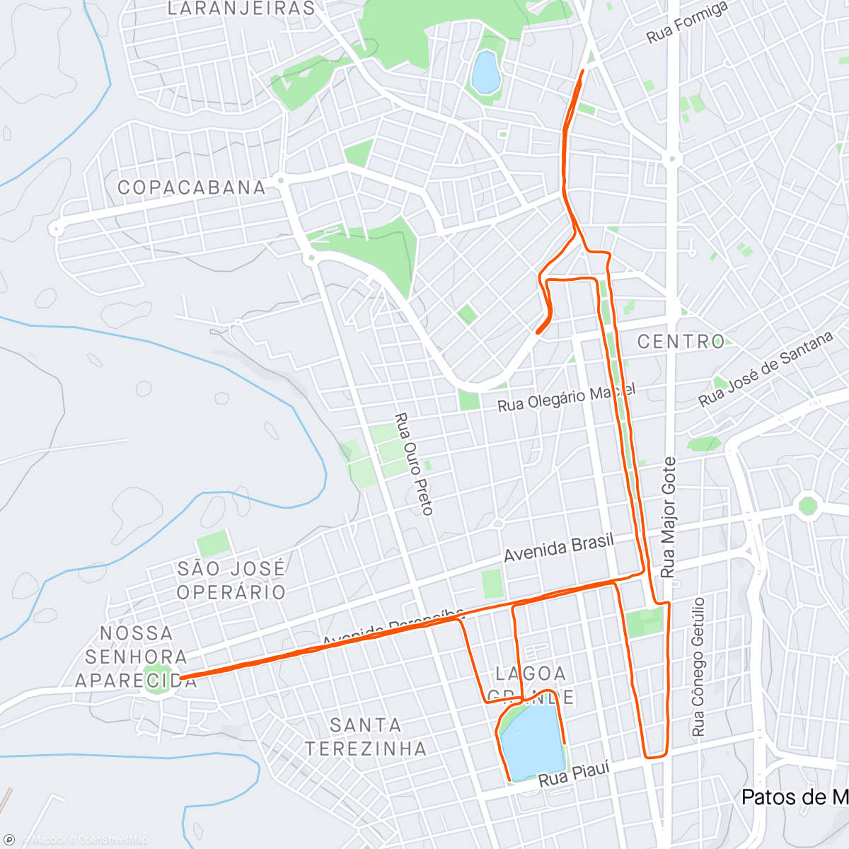 Map of the activity, Cabeça pronra pros 21 km da Corrida do Milho
