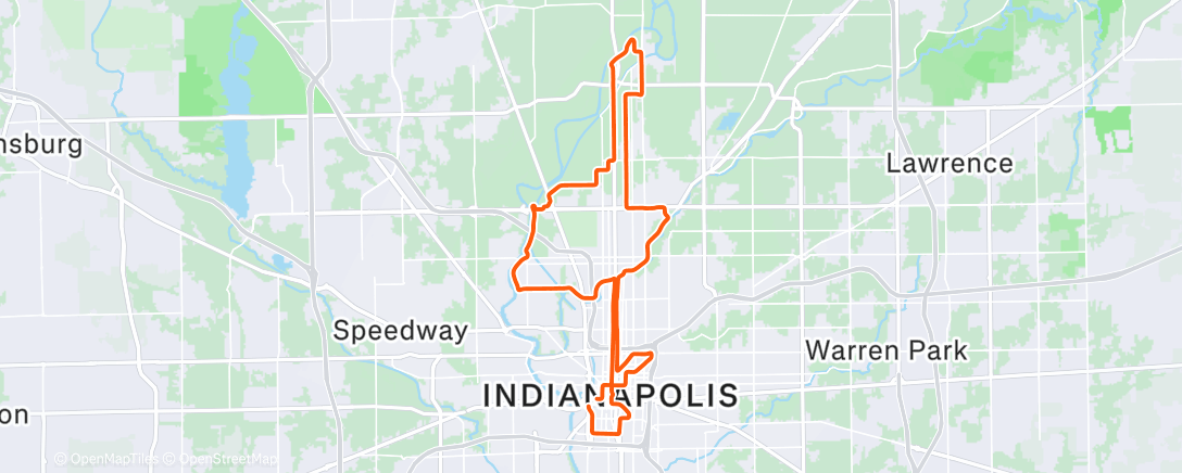 Map of the activity, Indianapolis Monumental Marathon