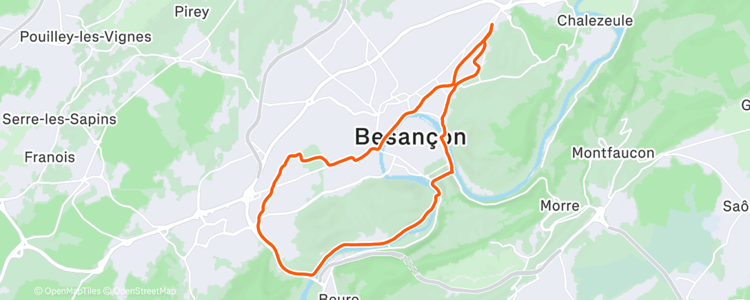 Map of the activity, Course à pied dans l'après-midi