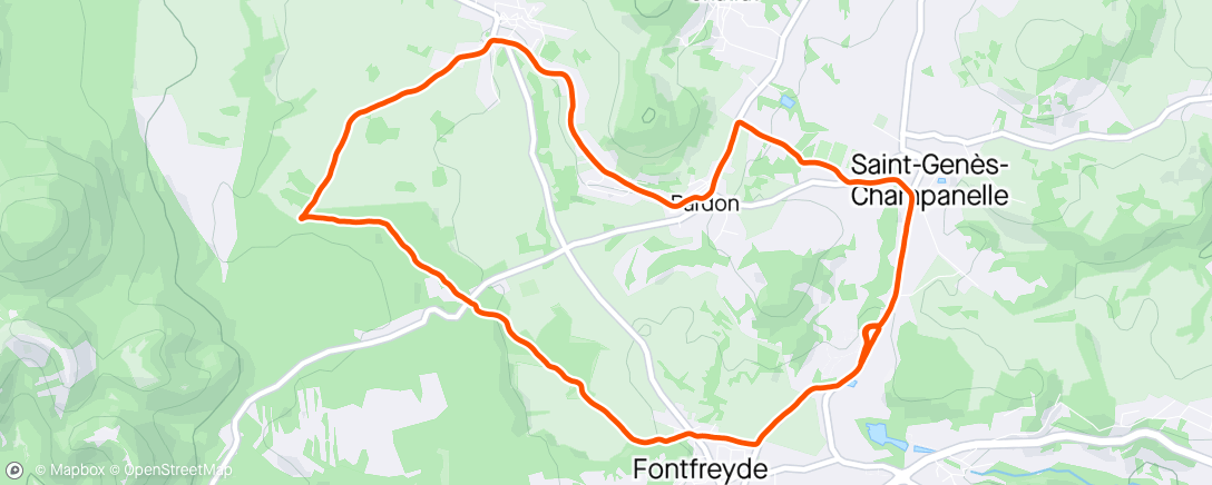 Map of the activity, Course à pied le midi Fontfreyde-Beaune-Pardon-St Genès ⛅️🏃🏻‍♂️