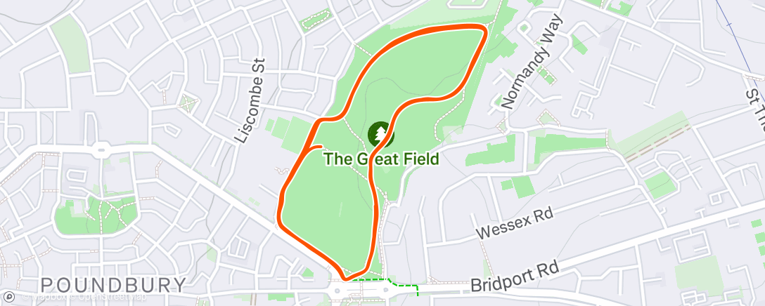 Map of the activity, The Great Field Parkrun