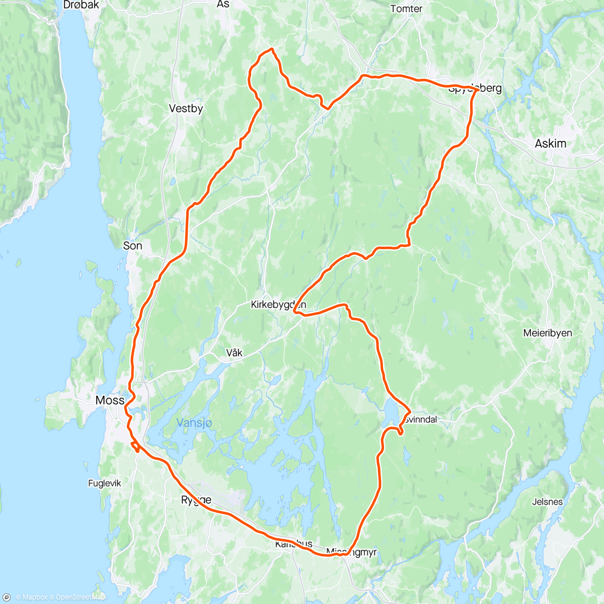 Mapa da atividade, Moss CK Flott rolig tur med hyggelige bra folk Spesilt takk til Jaran og Oscar som lå ultrastabile i front de siste 15 km