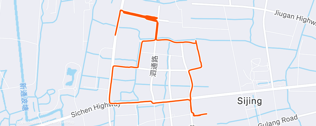 Map of the activity, 晚间跑步