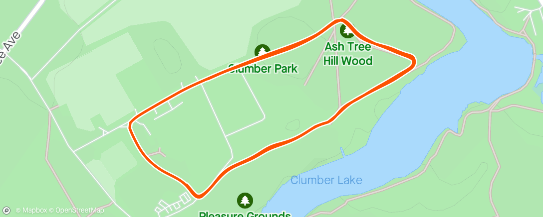 Map of the activity, Clumber Park parkrun
