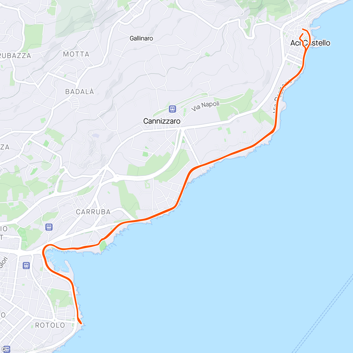 Map of the activity, First run in Sicily
