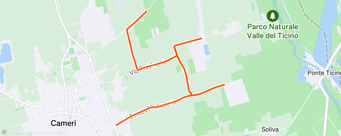 Map of the activity, 4000m at 4’:02”/km - 3000m at 3’:55”/km - 2000m at 3’:52”/km - 1000m at 3’:43”/km with 3’ walking/slow running rest between reps 💪