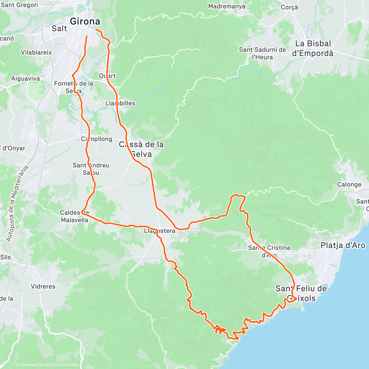 Map of the activity, Lunch Ride