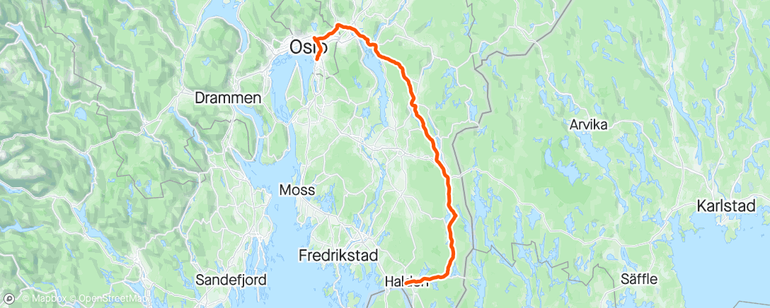 Mapa de la actividad (Oslo -> Halden)